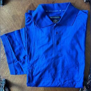 DEADSTICK NEW Attitude Golf Dark Blue w Pinstripe Vintage Golf Shirt, Men L